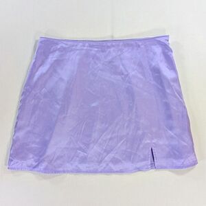 Hollister Purple Satin Mini Skirt Med High Waist Side Zipper Split Hem